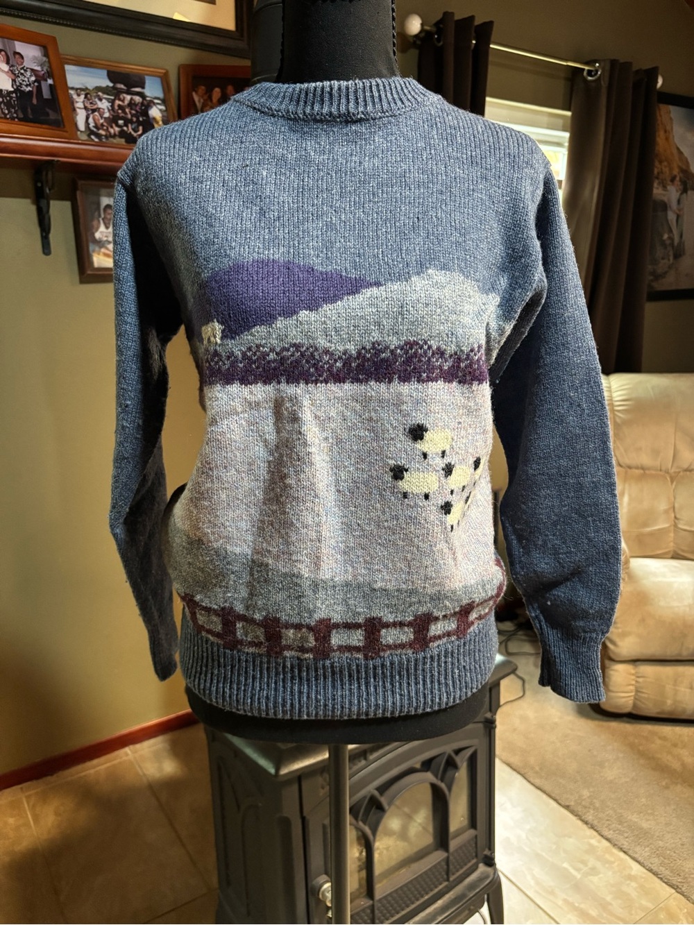 Scottish Blue Pure Shetland Wool Knit Sweater